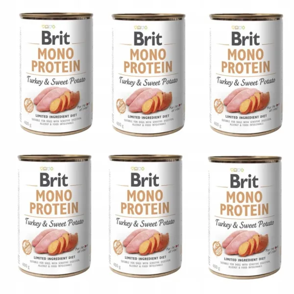 Brit Mono Protein Turkey & Sweet Potato - Indyk z batatem - mokra karma dla psa - 6x400 g