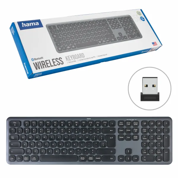 Klawiatura Bezprzewodowa Multi-Device Hama Wk-550 Przycisk Ai Czarno-Szara