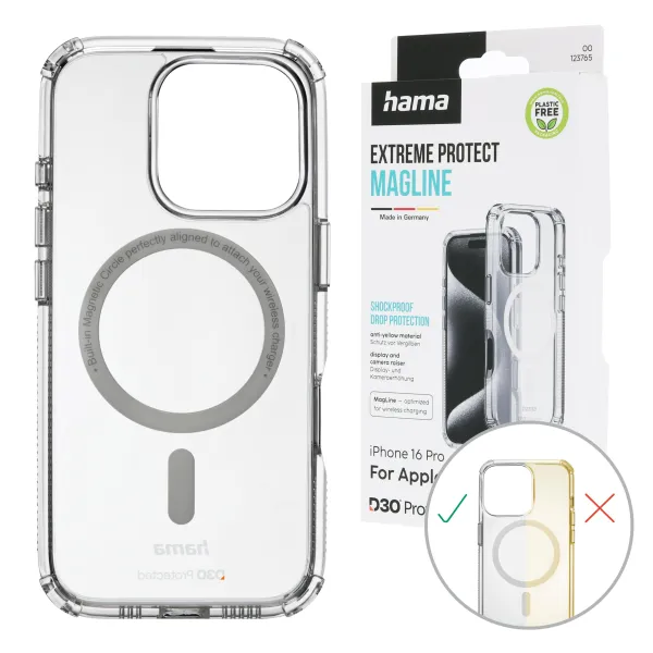 Etui przeźroczyste IPHONE 16 Pro Hama Extreme Protect D30 MagCase Safety