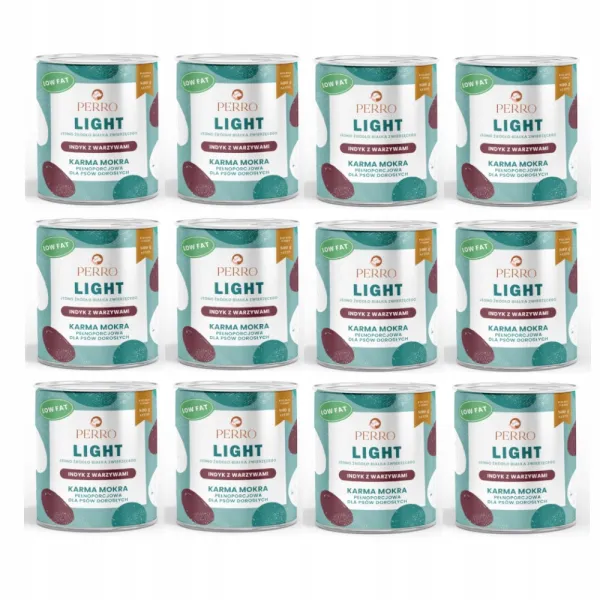 PERRO LIGHT Karma mokra dla psa Indyk z warzywami 12x800g