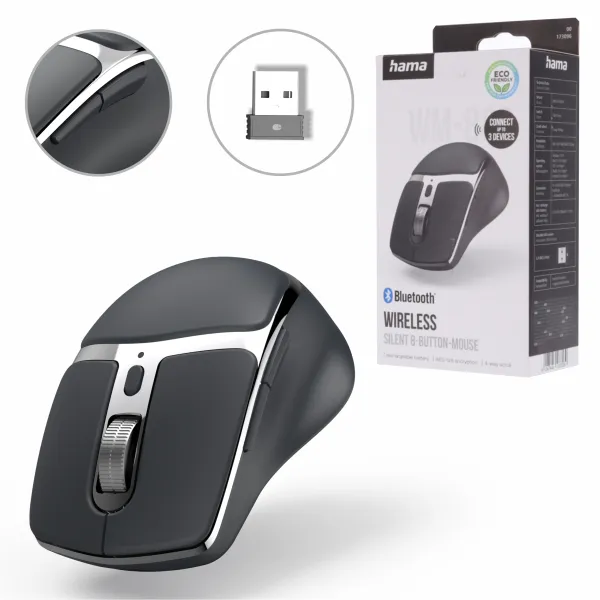 Hama cicha mysz myszka bezprzewodowa WM-800 bluetooth USB 2.4 Ghz 3200 dpi