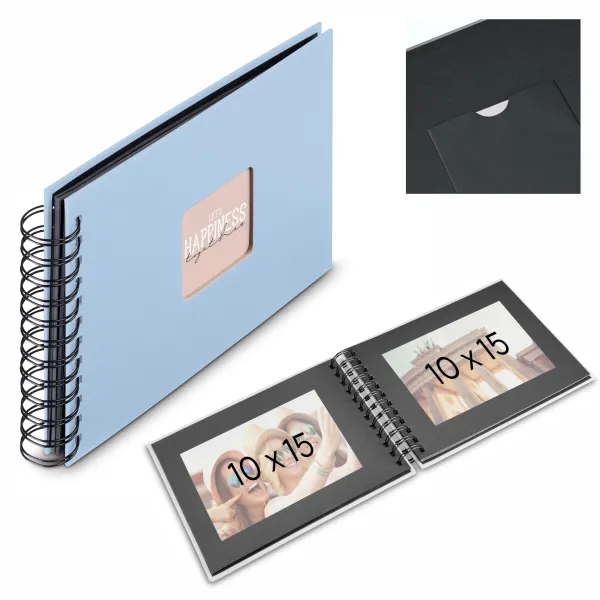 HAMA ALBUM NA ZDJĘCIA FINE ART 24x17/50 PASTELOWY BŁĘKIT CZARNE KARTKI FOTO