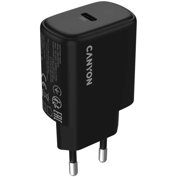 CANYON Ładowarka sieciowa OnCharge 250 25W 1xPD EU Czarna