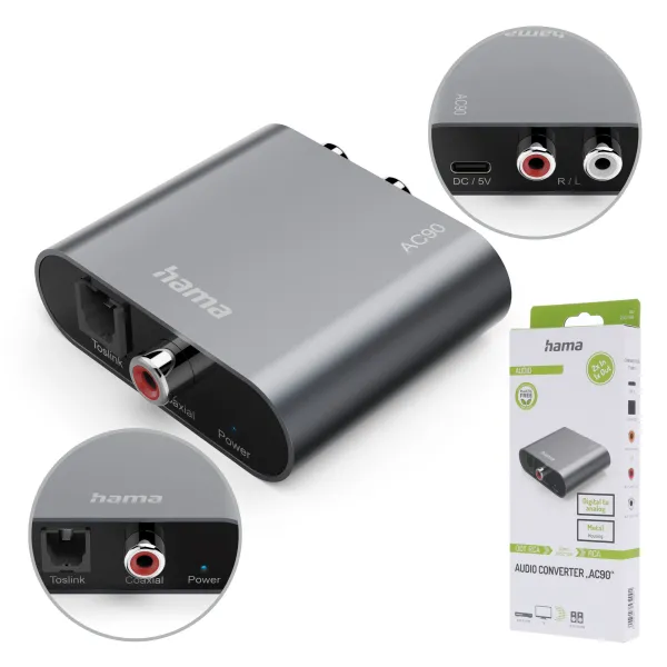 Hama AC90 Audio konwerter sygnał cyfrowy na analogowy przejściówka cinch