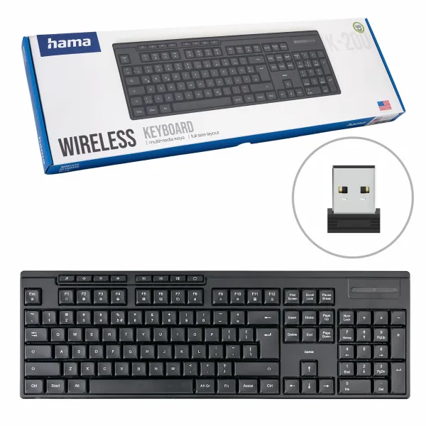 Hama klawiatura bezprzewodowa WK-200 przycisk asystenta AI cicha QWERTY