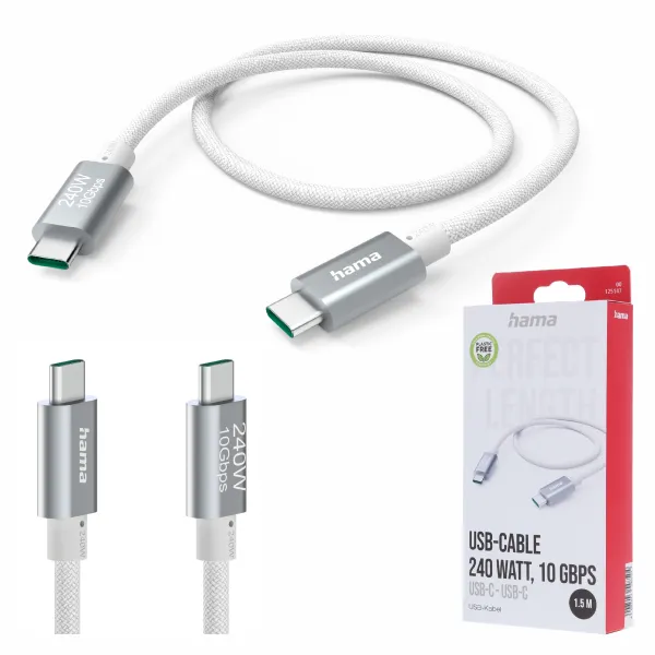 KABEL USB-C 240W usb3.2 Gen2 10Gbit/s 1.5 m