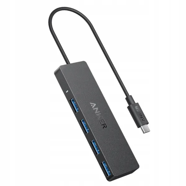 Hub Anker USB-C 4-w-1, 5 Gb/s, Pasywny, USB 3.2 Gen. 1, Czarny