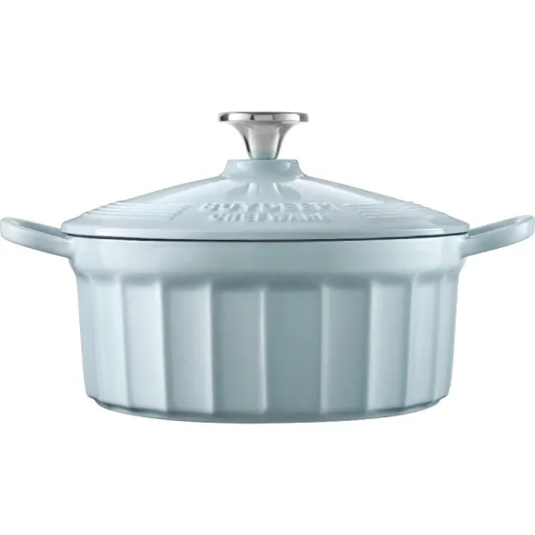 BUYDEEM Emaliowane naczynie żeliwne 2,9L, CP521, White Blue