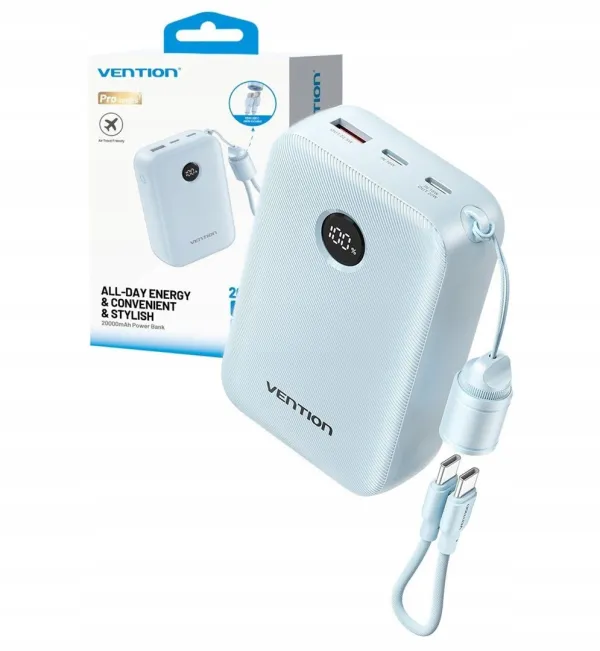 Powerbank Vention 20000mAh 2xUSB-C 1xUSB-A 22,5W BL