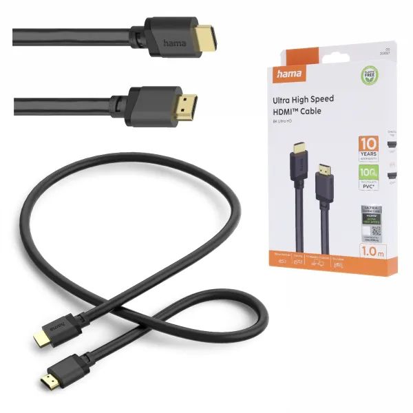 Hama Kabel Hdmi 2.1 Ultra High Speed 7680x4320 8K 1m eARC 48 Gbit/s