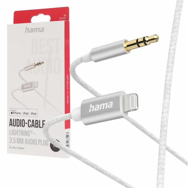 Hama -  kabel audio, lightning 3,5mm jach wtyk, 1,0M biały