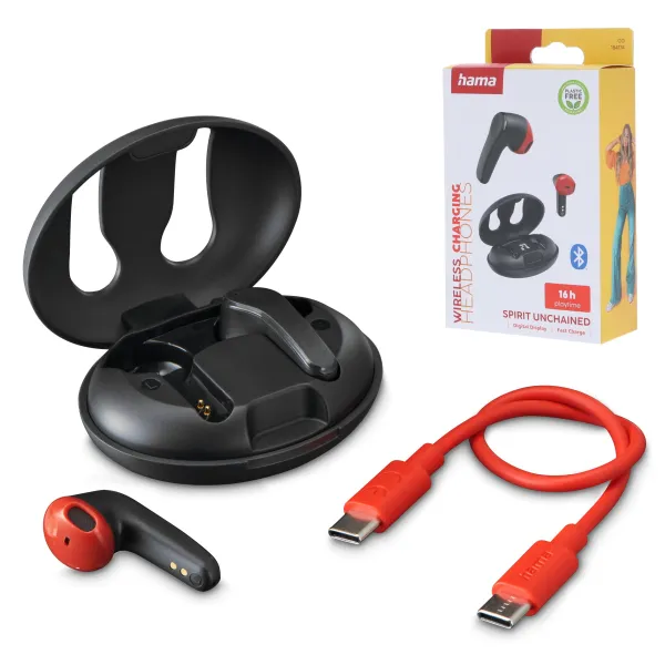 Słuchawki dokanałowe Hama true wireless Spirit unchained ENC czarne