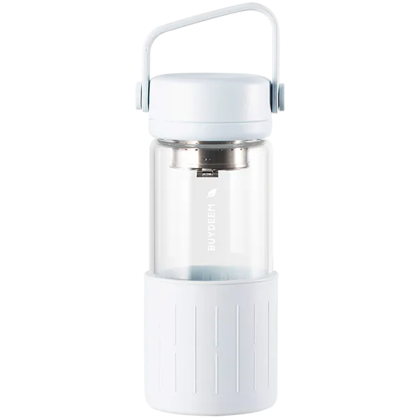 BUYDEEM Szklana butelka z zaparzaczem 300ml, DG42, Oat White