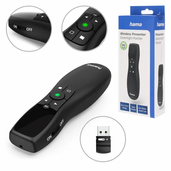 HAMA WSKAŹNIK LASEROWY Greenlight Pointer 4 W 1 ZIELONY LASER PREZENTER