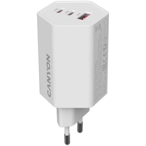 CANYON Ładowarka sieciowa HEXAGON 65 GaN 65W 2xPD 1xQC EU Biała