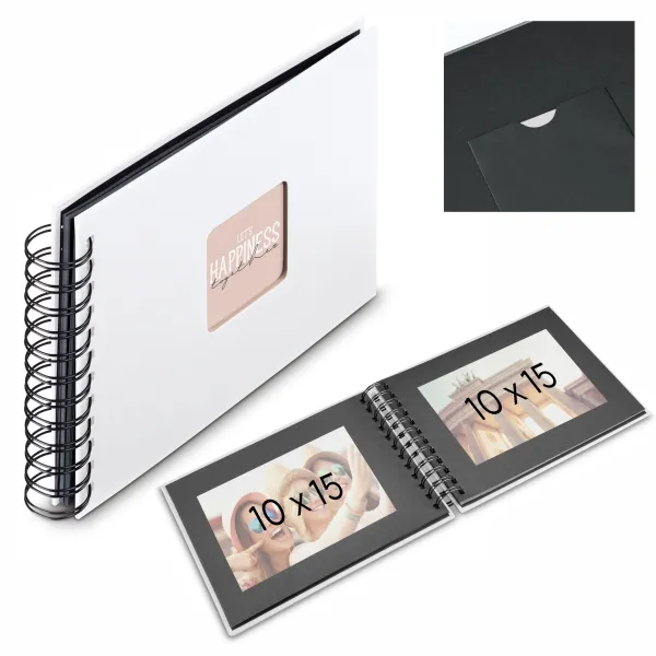HAMA ALBUM NA ZDJĘCIA FINE ART 24x17/50 MLECZNA BIEL CZARNE KARTKI FOTO
