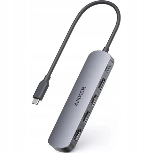 Hub USB-C Anker, 2xUSB-A, 1xUSB-A 3.0, 1xUSB-C, 1xHDMI, Szary, Pasywny