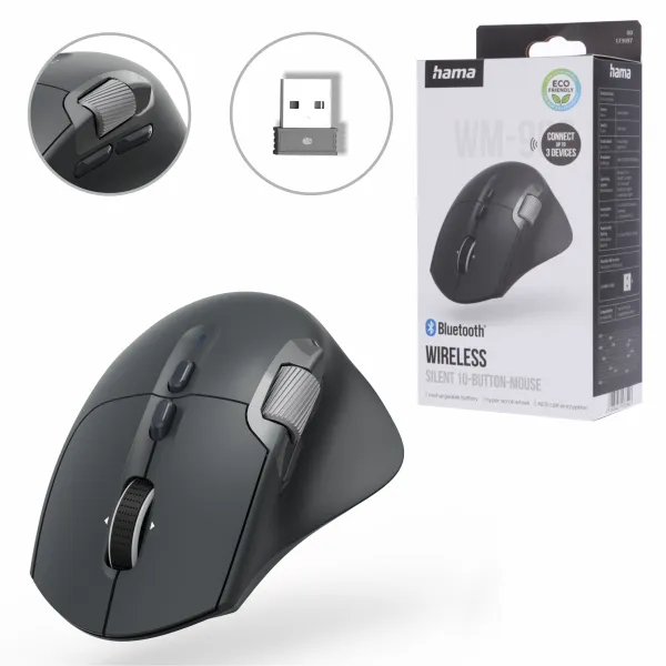 Hama cicha mysz myszka bezprzewodowa WM-900 Bluetooth USB 2.4 Ghz 3200 DPI