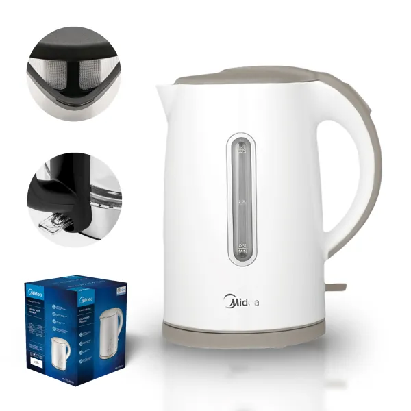 MIDEA CZAJNIK ELEKTRYCZNY 1.7L 2200W BIAŁY SZYBKIE GOTOWANIE LED STALOWY