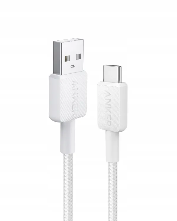 Kabel Anker 322 USB-A - USB-C Plecionka 0.9m Szybkie Ładowanie Nylon Biały