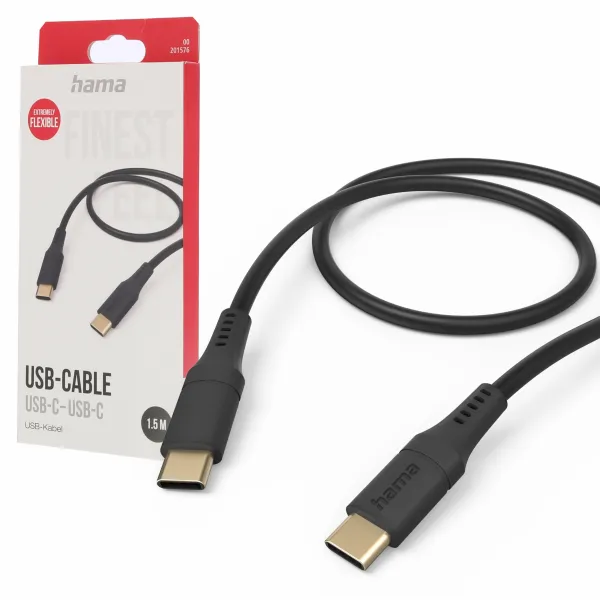 Hama KABEL USB-C - USB-C, 1,5m szybkie ładowanie