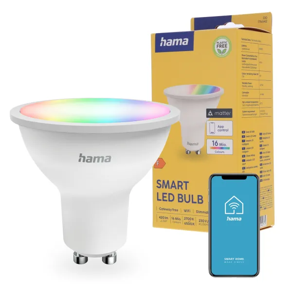 InteligentnaŻarówka LED GU10 RGBW Hama WiFi Smart Home Matter aplikacja