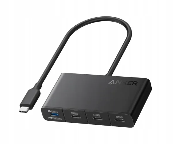 Hub Anker 4w1 1xUSB-C Full Function 3xUSB-C 10Gbps Pasywny Czarny