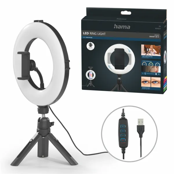 Hama Spotlight Smart 80 Lampa pierścieniowa USB statyw do selfie makijażu