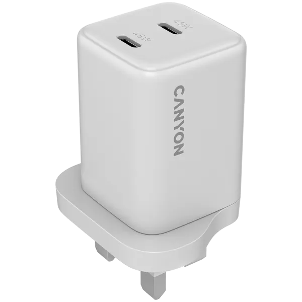 CANYON Ładowarka sieciowa CU65ACC GaN 65W 2xPD 1xQC UK Biała