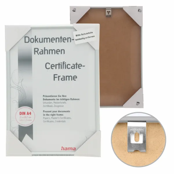 HAMA RAMKA ALUMINIOWA 21x29.7 CM BEZPIECZNA SZYBKA NA DYPLOM CERYFIKAT
