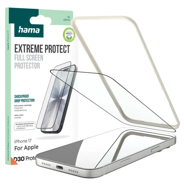 HAMA SZKŁO OCHRONNE DO IPHONE 17 Z RAMKĄ MONTAŻOWĄ SZKIEŁKO SZYBKA D30 10H