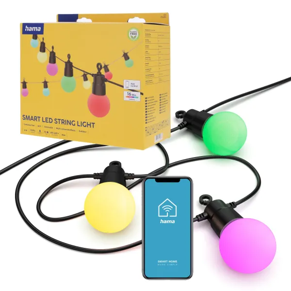 Hama smart home girlanda lampki Led WiFi kolory RGB LED IP44 8m aplikacja
