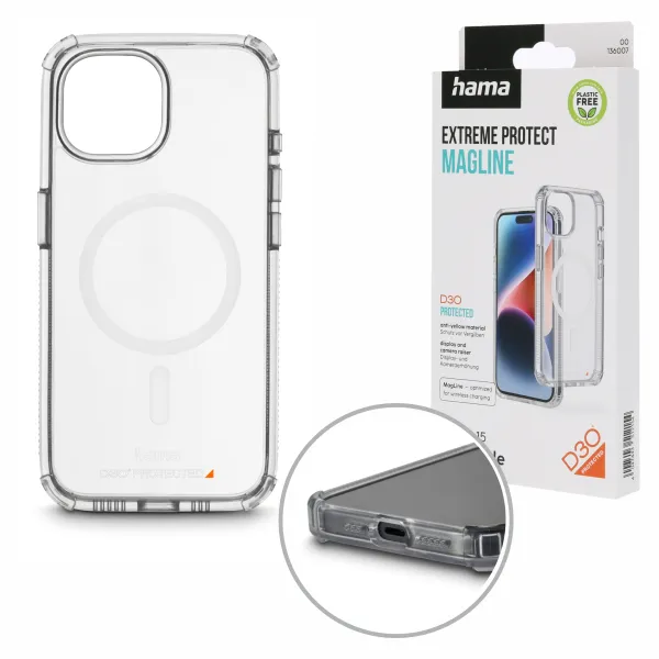 Etui na telefon Hama Extreme Protect MagCase do iPhone 15, przezroczyste