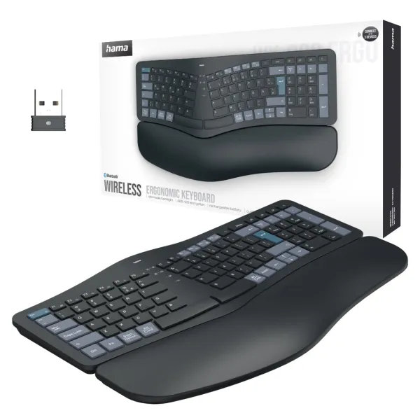 HAMA KLAWIATURA ERGONOMICZNA WK-900 ERGO BLUETOOTH + USB PRZYCISK AI ASSIST