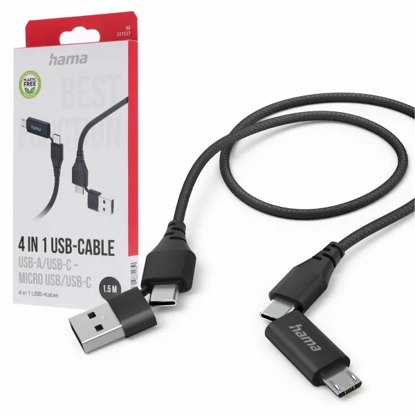 Kabel Hama 4w1 2 x USB C, USB A,  micro USB adapter