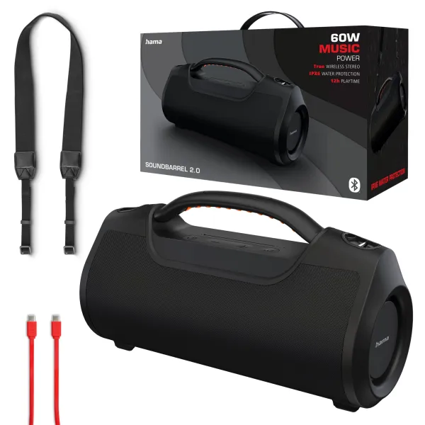 HAMA SOUNDBARREL 2.0 GŁOŚNIK BEZPRZEWODOWY PRZENOŚNY 60W BLUETOOTH IPX6