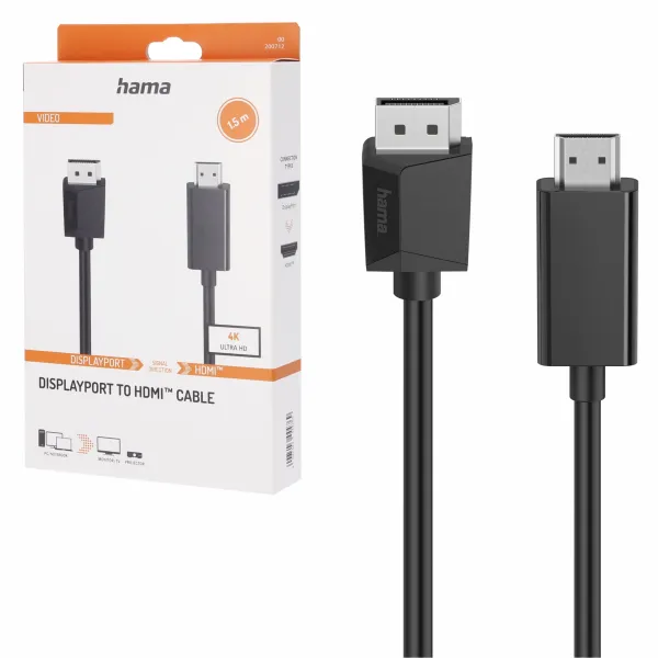 Hama KABEL DISPLAYPORT - HDMI 4K, 1,5m