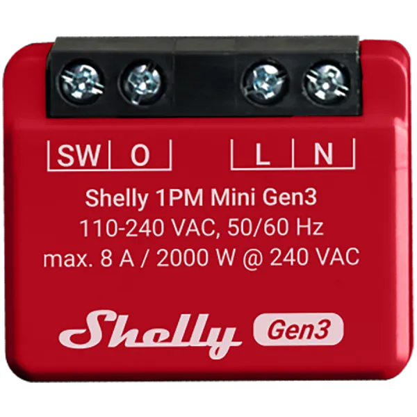 SHELLY 1PM Mini Gen3 1-kanałowy moduł z pomiarem mocy