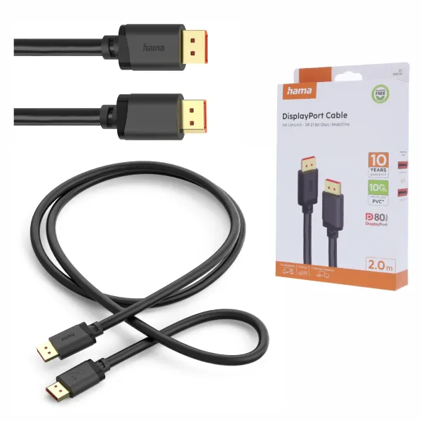 Hama kabel Displayport 2.1 16K 2M przewód do monitora UHBR20 80 Gbits