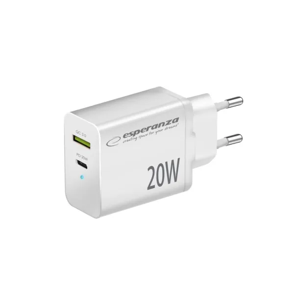 ESPERANZA ŁADOWARKA SIEC. 20W USB-C/USB-A EZC105W