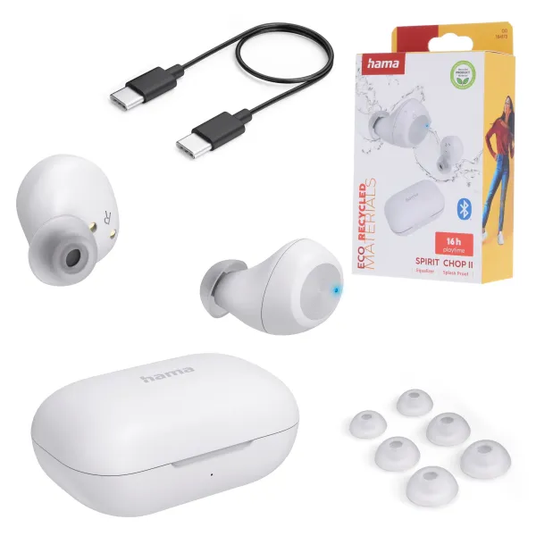 Słuchawki bezprzewodowe Hama dokanałowe True Wireless Spirit Chop II białe
