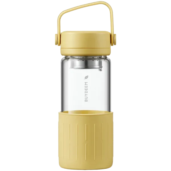 BUYDEEM Szklana butelka z zaparzaczem 300ml, DG42, Mellow Yellow