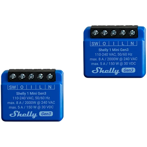 SHELLY 1 Mini Gen3 x2 1-kanałowy moduł ze stykiem bezpotencjałowym dwupak