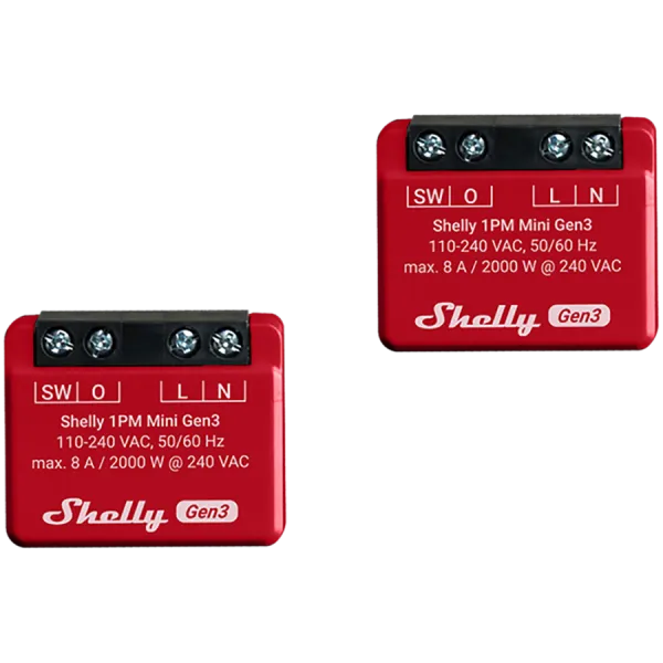 SHELLY 1PM Mini Gen3 x2 1-kanałowy moduł z pomiarem mocy dwupak
