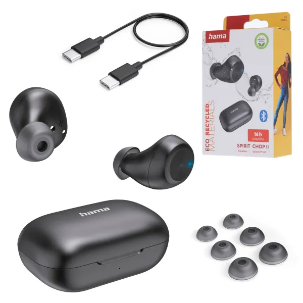 Słuchawki bezprzewodowe Hama dokanałowe True Wireless Spirit Chop II czarne