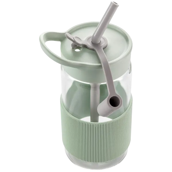 BUYDEEM Szklana butelka ze słomką 500 ml, CD1017, Cozy Greenish