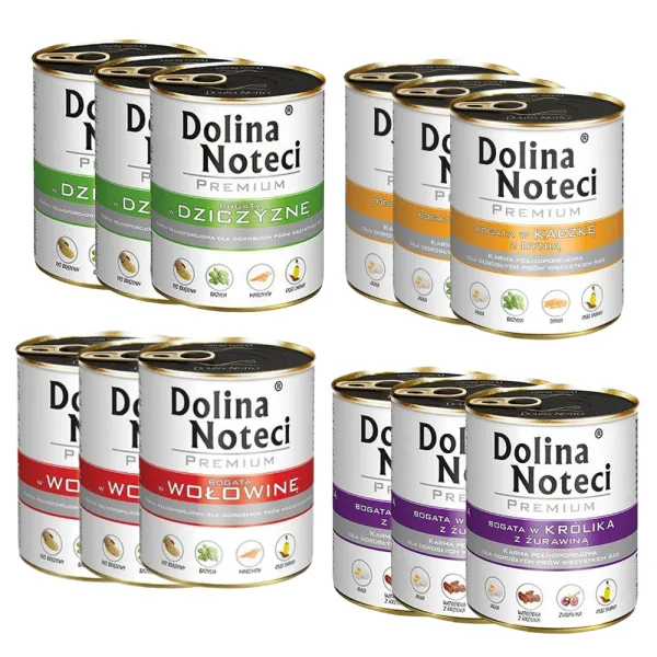 DOLINA NOTECI Premium Mokra karma dla psa MIX SMAKÓW 12x800g