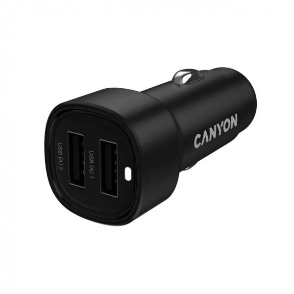 CANYON Ładowarka samochodowa OnDrive 24 24W 2xUSB-A czarna