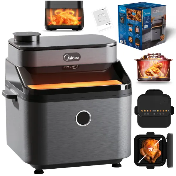 FRYTKOWNICA BEZTŁUSZCZOWA MIDEA AIRFRYER 7.5L 1700W FUNKCJA PARY 4-6 OSÓB