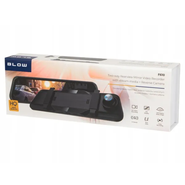 BLOW REJESTRATOR VIDEO BLACKBOX DVR F610 LUSTERKO EKRAN 10" + KAMERA COFANIA